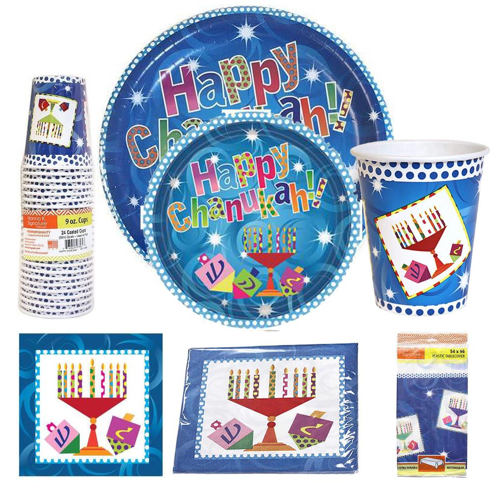 54"X 96" Rectangular Plastic Table Cloth Chanukah 1 Pack