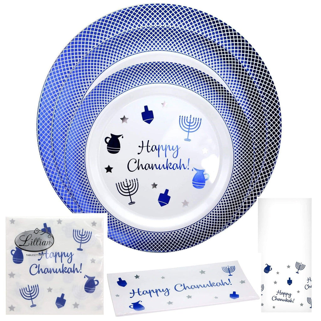 54" x 18"Blue Chanukah Rectangle Table cover Plastic Heavyweight  1 Pack