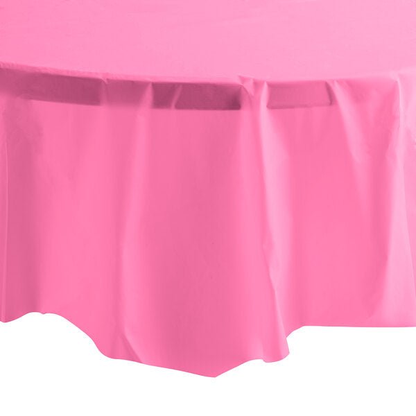 *WHOLESALE* 84'' Round Hot Pink Table Cloth Plastic Disposable 36/Case