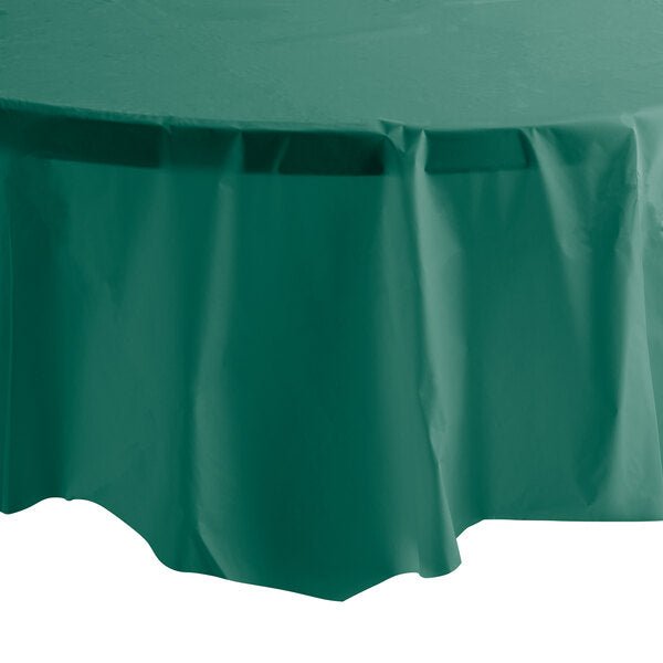*WHOLESALE* 84'' Round Hunter Green Table Cloth Plastic Disposable 36/Case