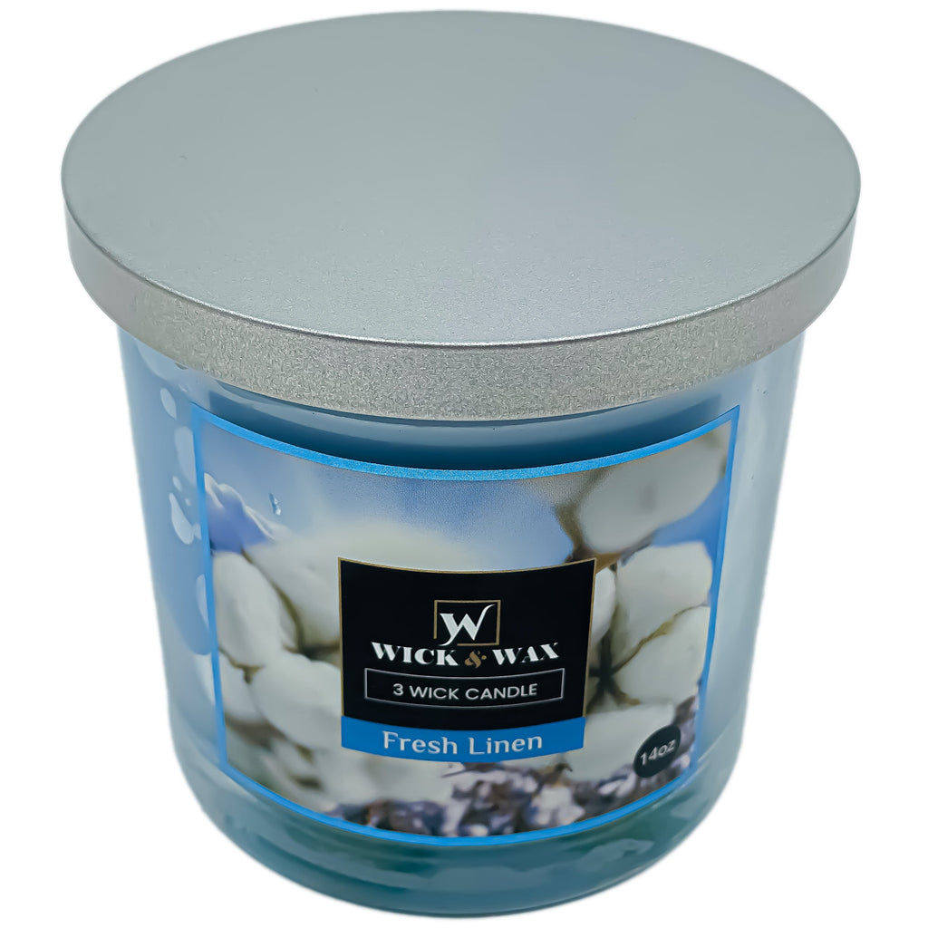 14oz Fresh Linen Scented Jar Candle (3-wick)