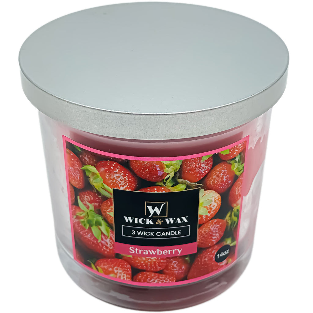 14oz Strawberry Scented Jar Candle (3-wick)
