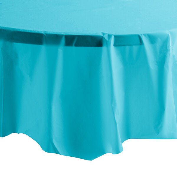 *WHOLESALE* 84'' Round Island Blue Table Cloth Plastic Disposable 36/Case