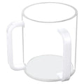 Clear Lucite Heavy Plastic Wash Cup with White Base and Handles