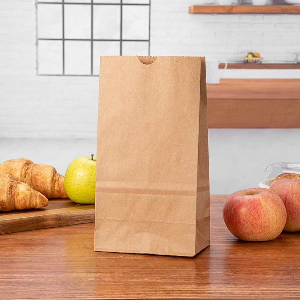 Brown Paper Lunch Bags, Size 5.125" x 3.375" x 10.75"