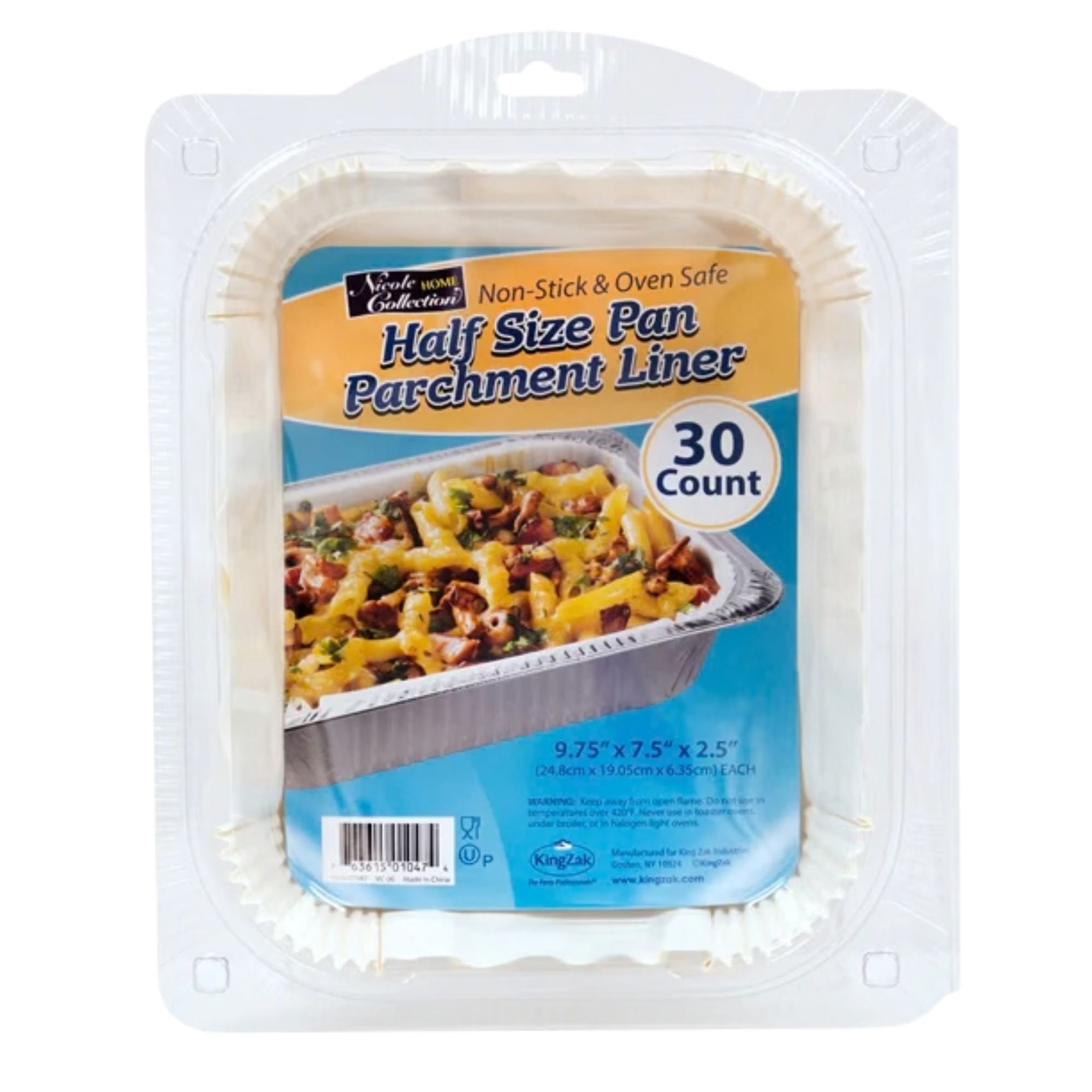 9.75"x7.5"x2.5" Parchment Liner for Half-Size 9X13 Aluminum Pans 30/Pack