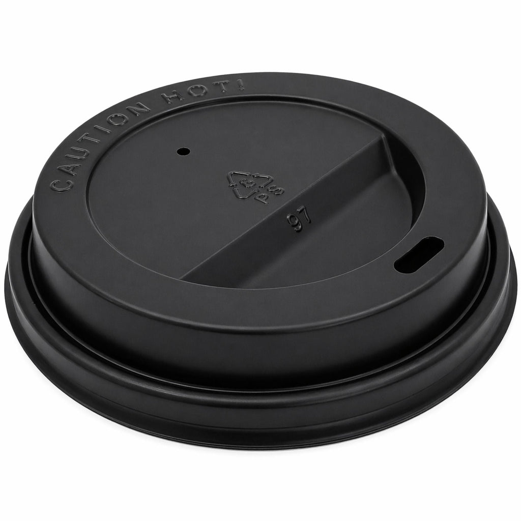 *BUY BULK* Black Dome Lids for 10, 12, 16 oz Poly Paper Cups Hot Cold Disposable Lids