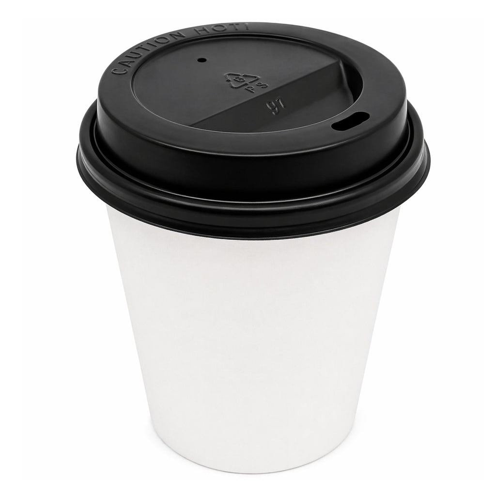 *BUY BULK* Black Dome Lids for 10, 12, 16 oz Poly Paper Cups Hot Cold Disposable Lids