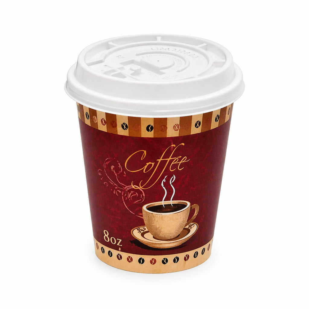 *WHOLESALE* White Plastic Lids for 8 oz Poly Paper Cups Hot and Cold 1000/Case