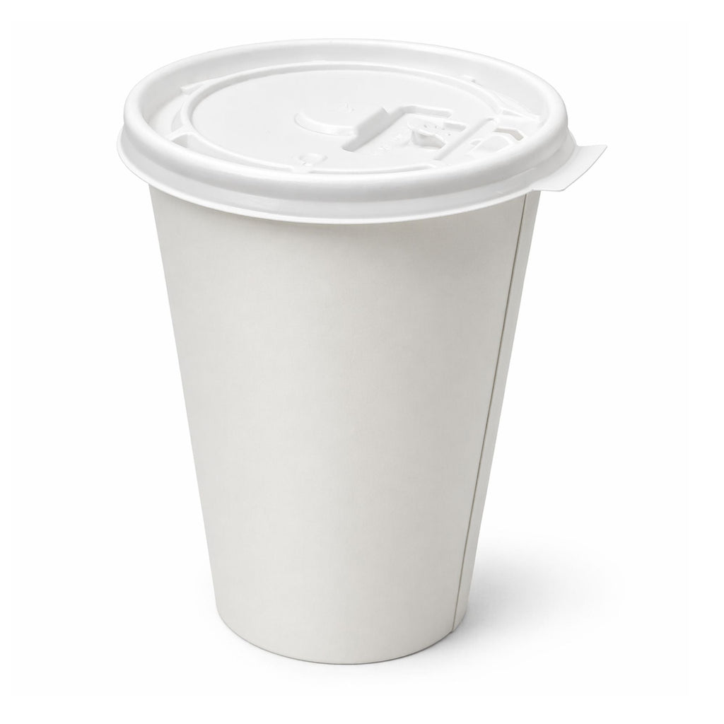 *WHOLESALE* White Plastic Lids for 8 oz Poly Paper Cups Hot and Cold 1000/Case