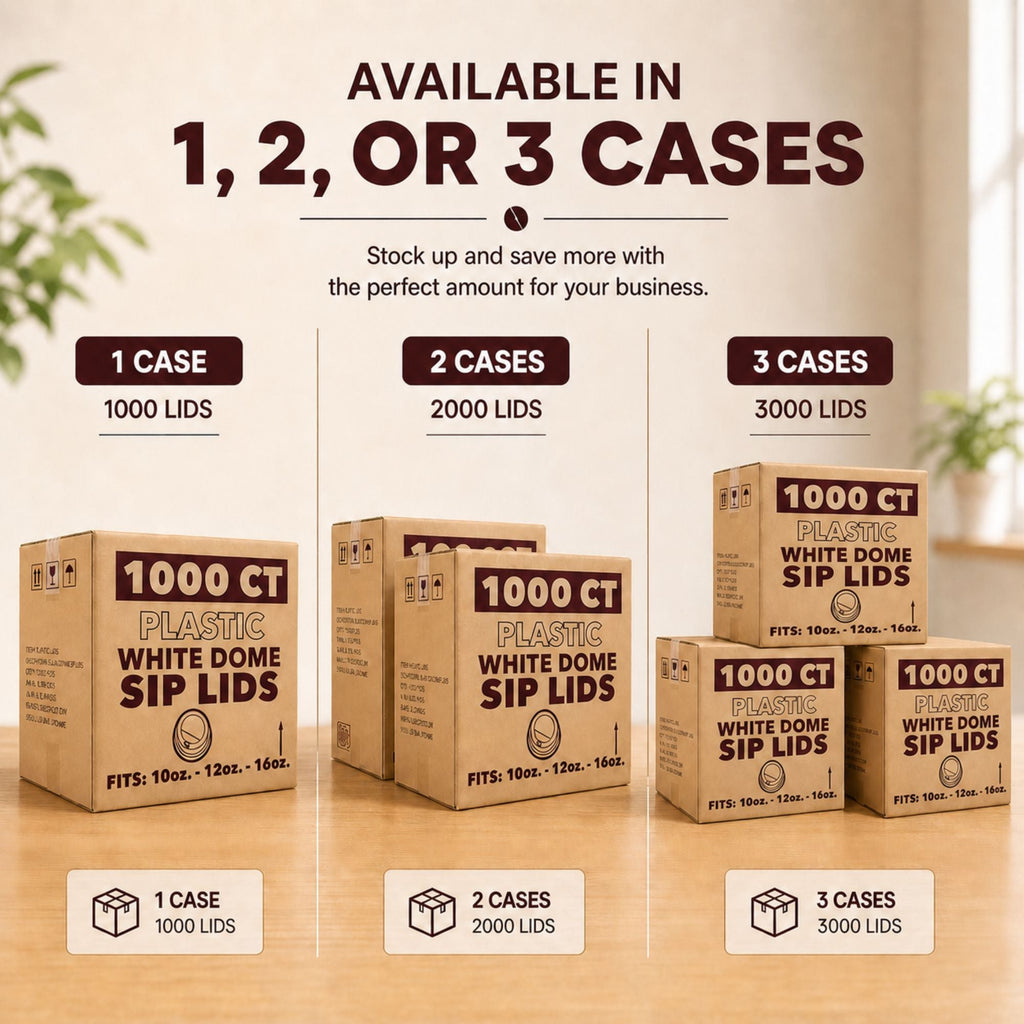*WHOLESALE* White Dome Lids for 10, 12, 16 oz Disposable Poly Paper Cups 1000/ Case