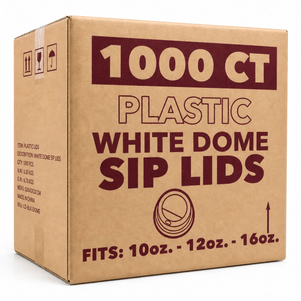 *WHOLESALE* White Dome Lids for 10, 12, 16 oz Disposable Poly Paper Cups 1000/ Case White Dome Lids VeZee 1 Case