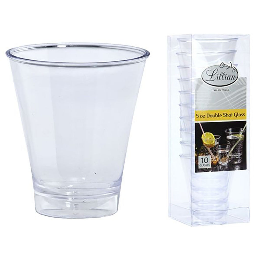 5oz Clear Double Shot Cup Extra Heavy Weight Plastic