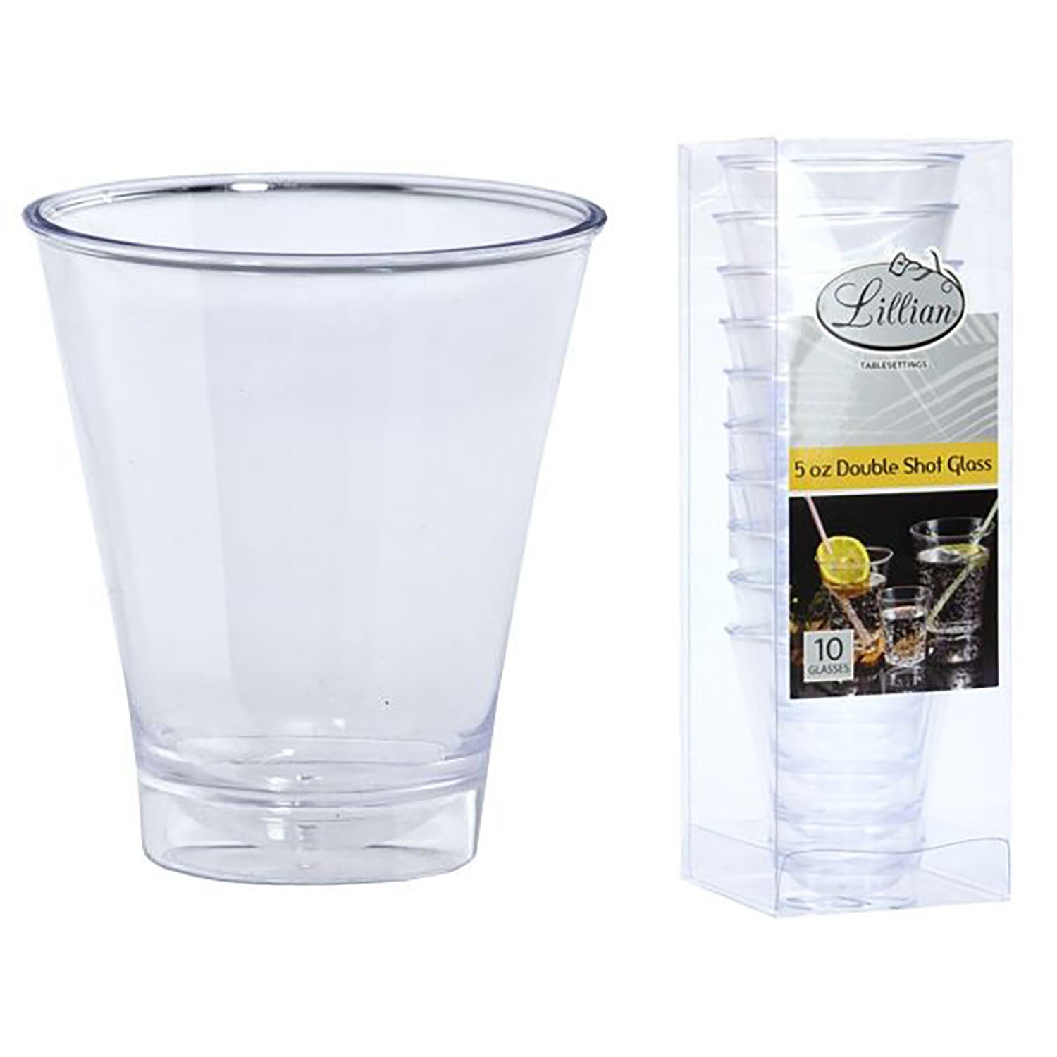 5oz Clear Double Shot Cup Extra Heavy Weight Plastic