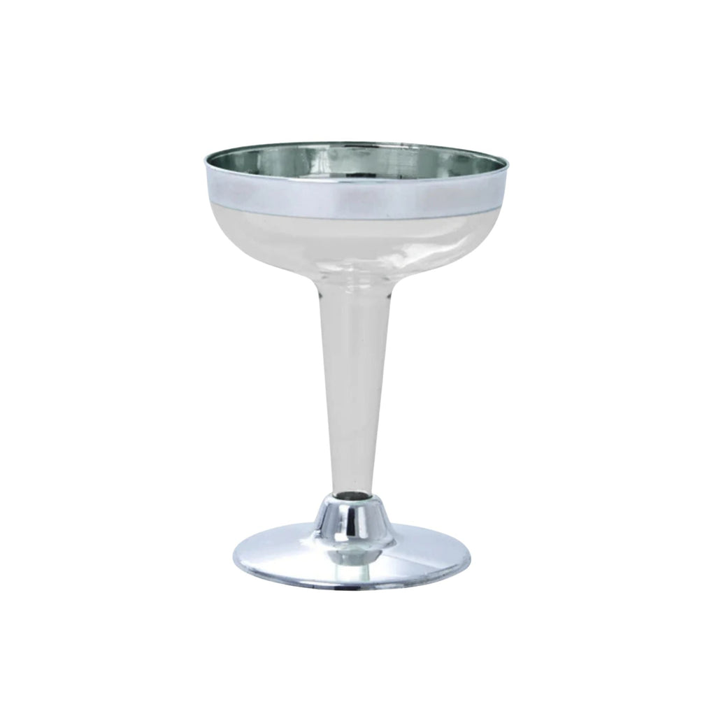 4oz Clear Silver Rim & Bottom Plastic Champagne Cocktail