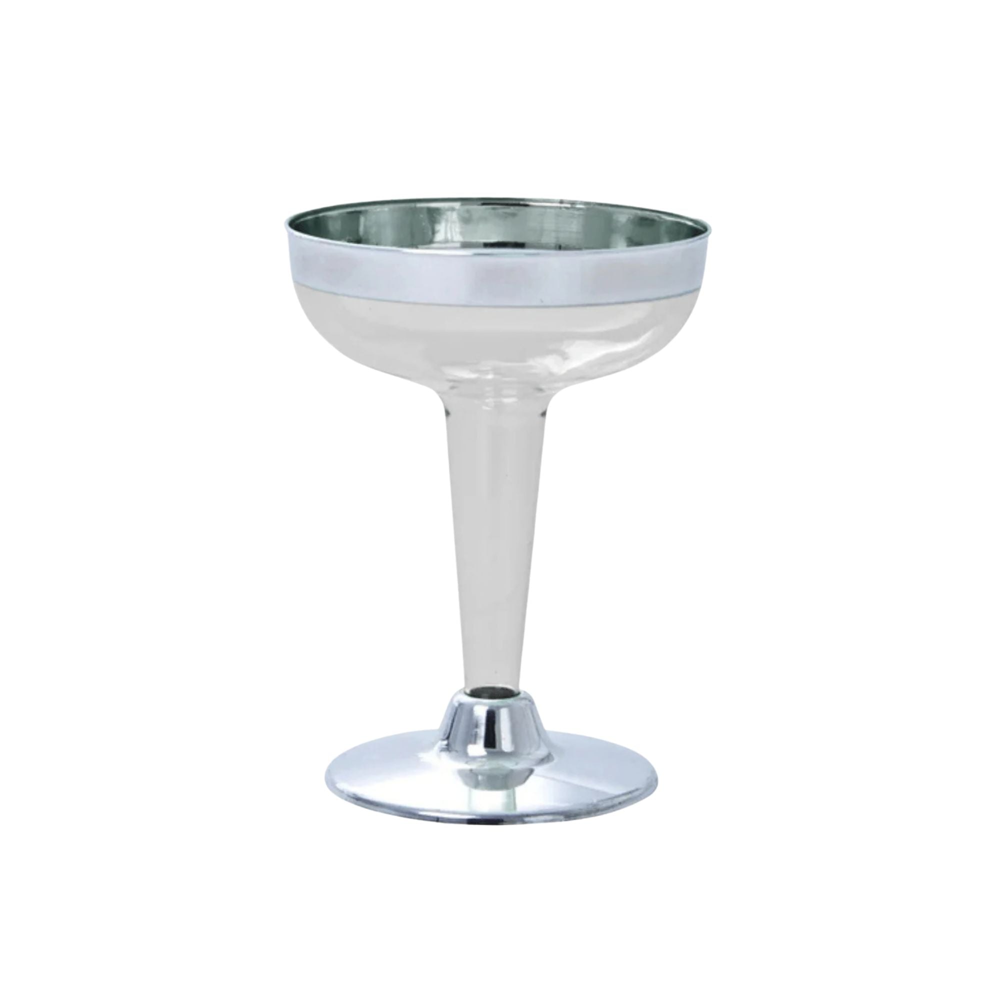 4oz Clear Silver Rim & Bottom Plastic Champagne Cocktail