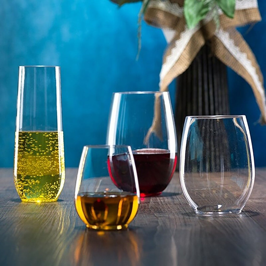 5.5 oz Clear Stemless Plastic Wine Glasses Tumbler
