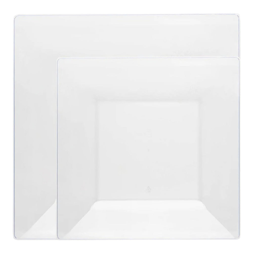 10.75"&8" Square Clear Plastic Plates COMBO SET-Lillian