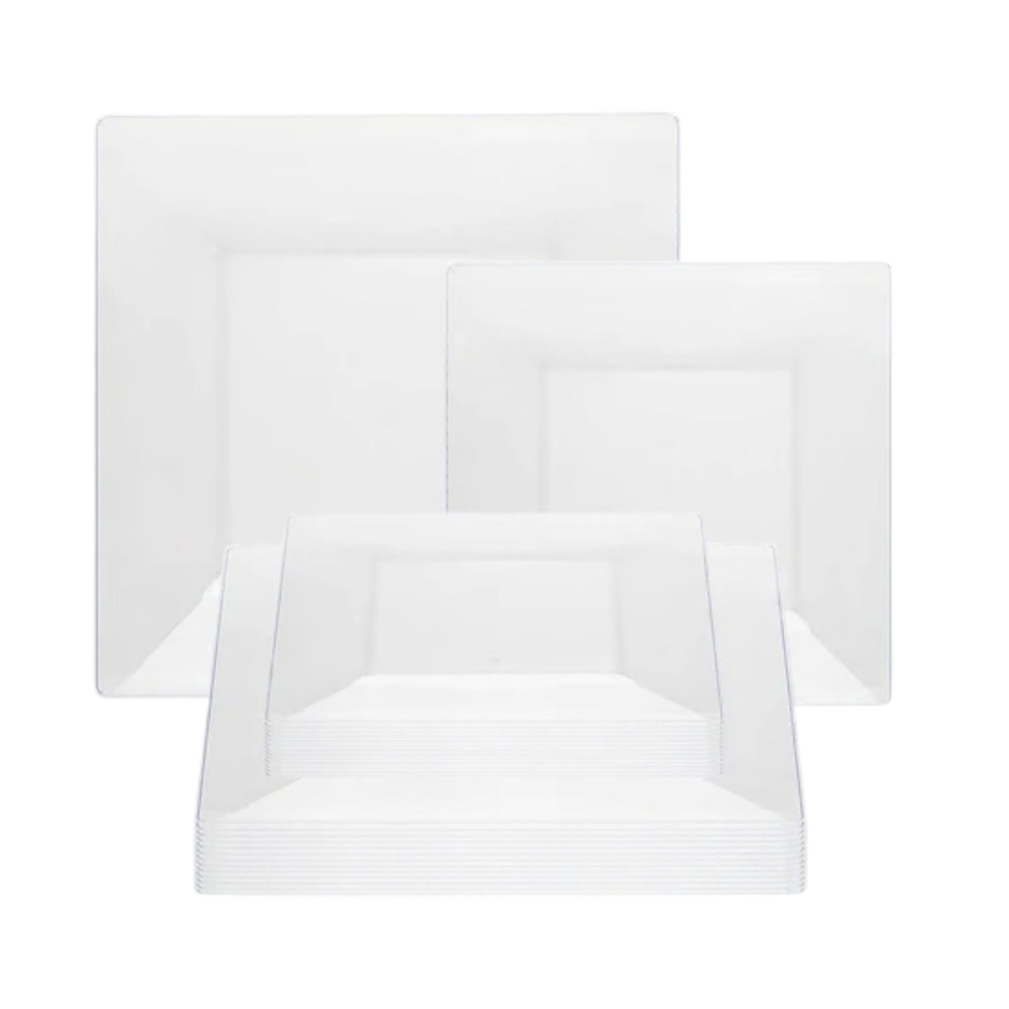 Square Clear Plastic Dinnerware Set- Value Pack-Lillian