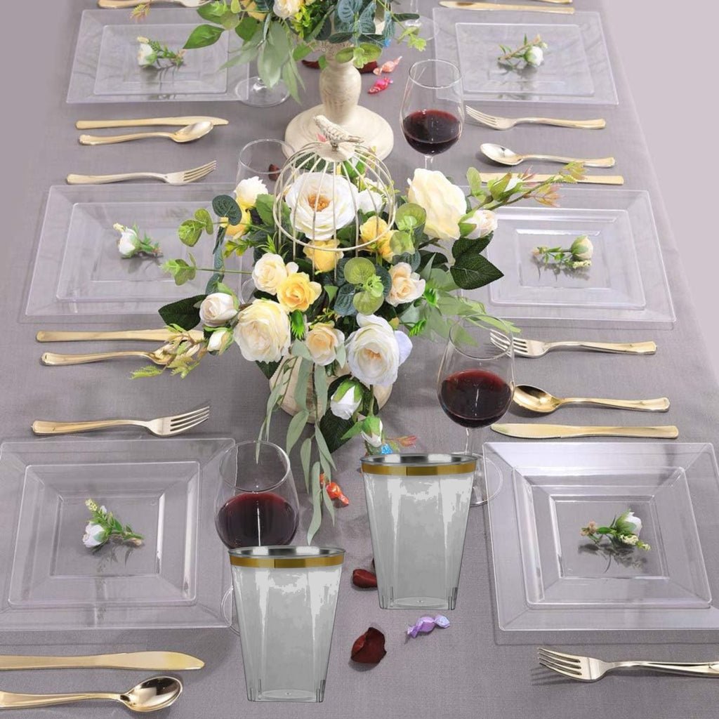 10.75"&8" Square Clear Plastic Plates COMBO SET-Lillian