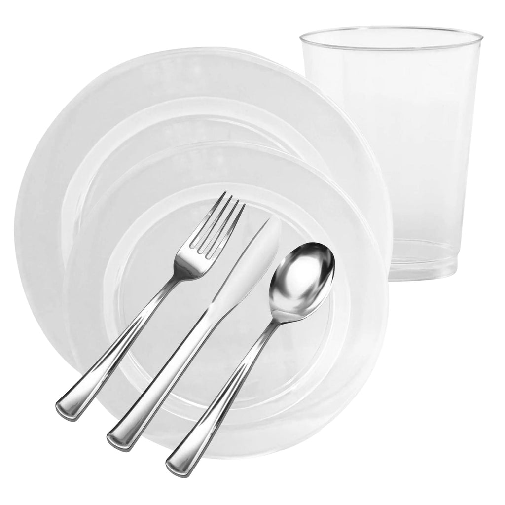 Clear Plastic Dinnerware Heavyweight Set- Value Pack-Magnificence