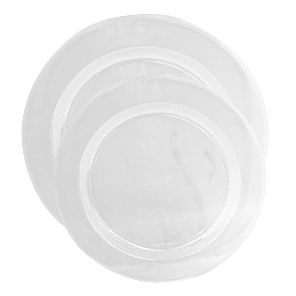 10.25"&9" Clear Plastic Heavyweight  Dinner Plates COMBO Set Magnificence