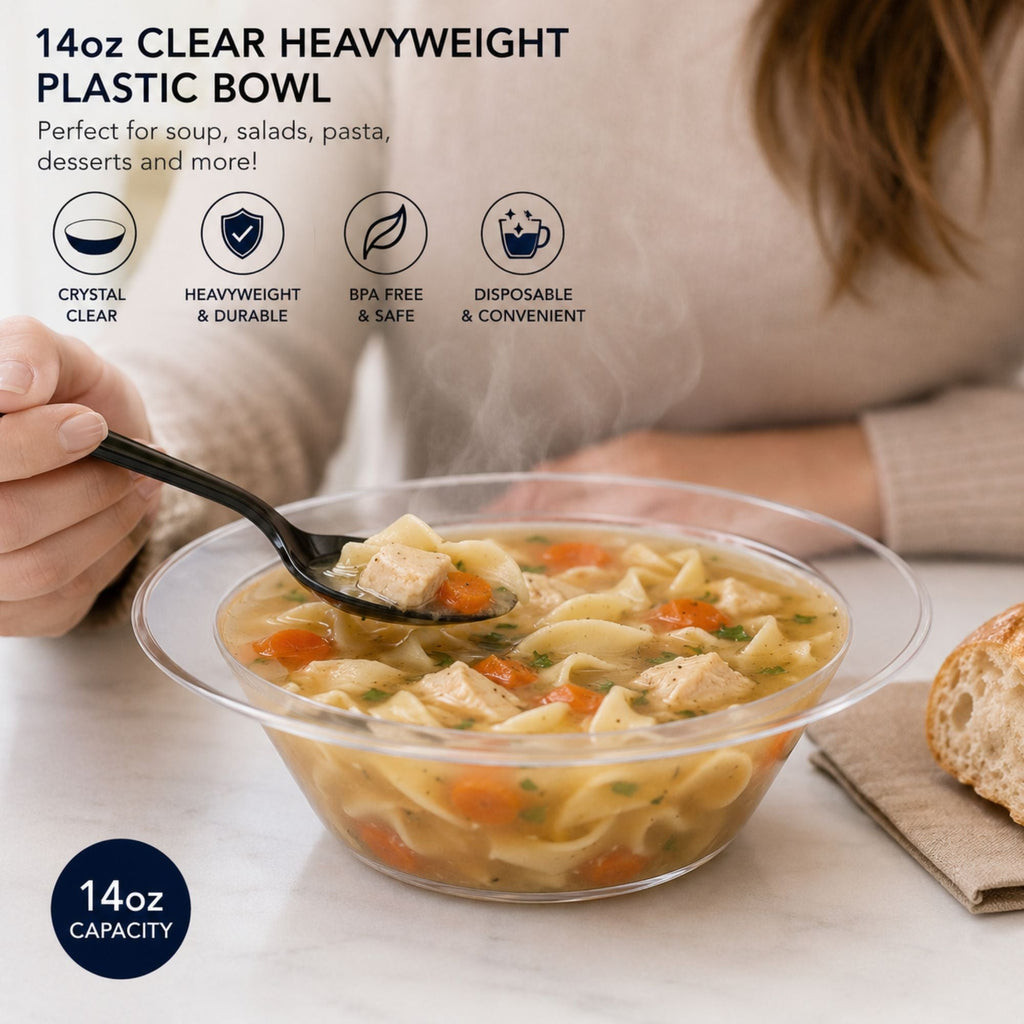 *WHOLESALE*14oz Clear Bowls Heavy weight Plastic Magnificence 240/Case