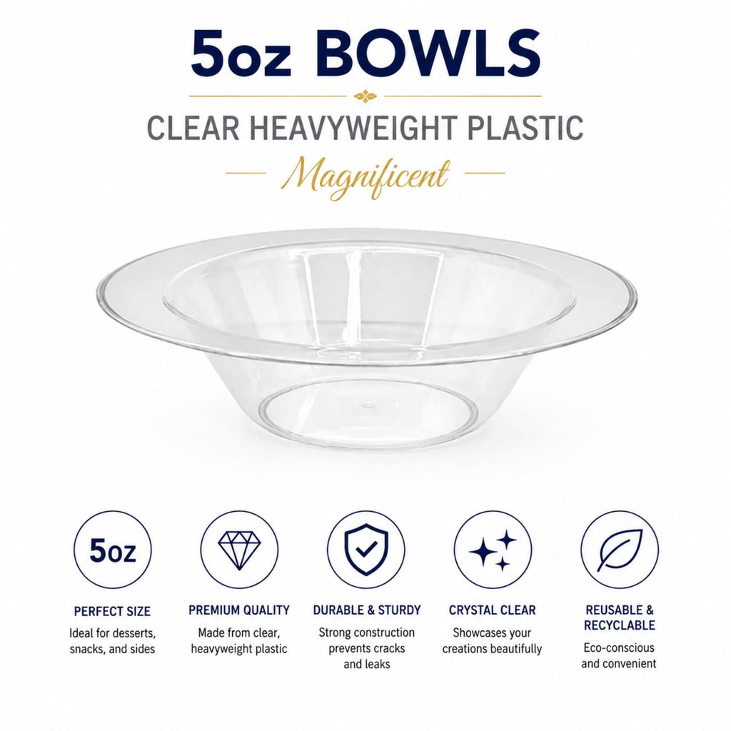 *WHOLESALE* 5oz Clear Bowls Heavy weight Plastic Magnificent 240/Case