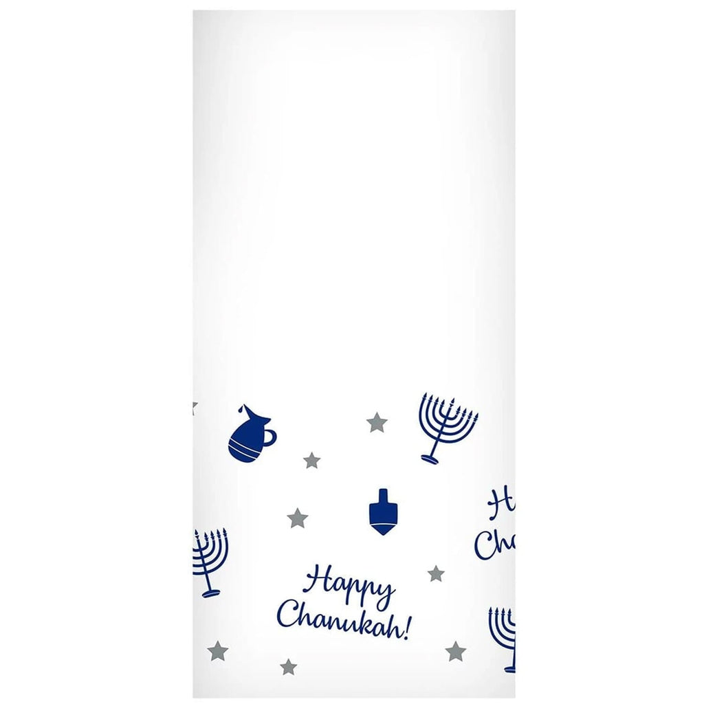 54" x 18"Blue Chanukah Rectangle Table cover Plastic Heavyweight  1 Pack