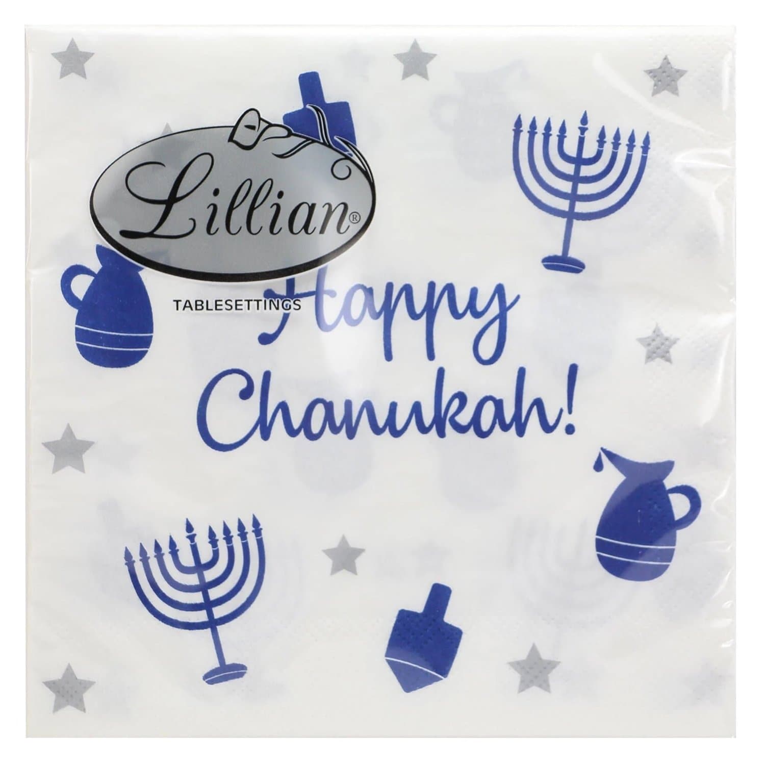 Luncheon Blue Paper Napkins 2-Ply Chanukah  24 Pack
