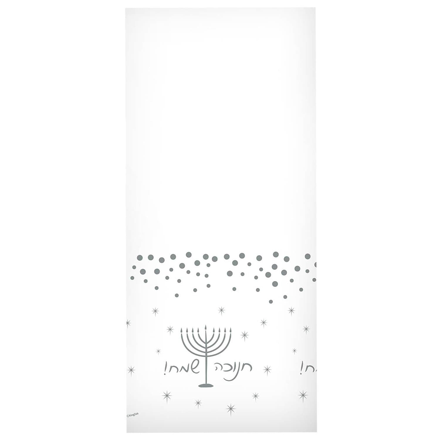 54" x 18" Chanukah Rectangle Plastic Silver Plastic Table cover   1 Pack