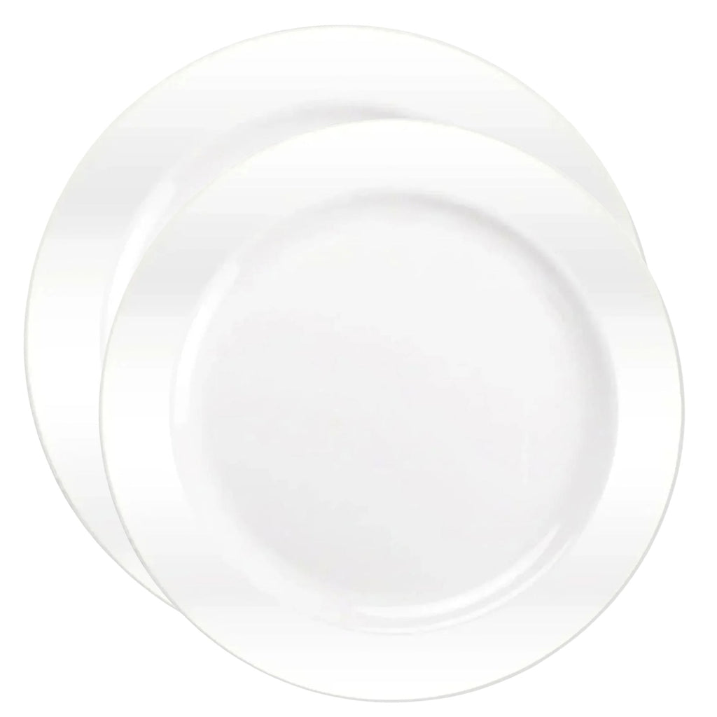 10.25" & 9" Plates White Heavyweight Dinner Plastic COMBO Set -Magnificence