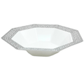 Lacetagon 14oz White Bowl Silver Rim Plastic