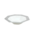 Lacetagon 5oz White Bowl Silver Rim Plastic