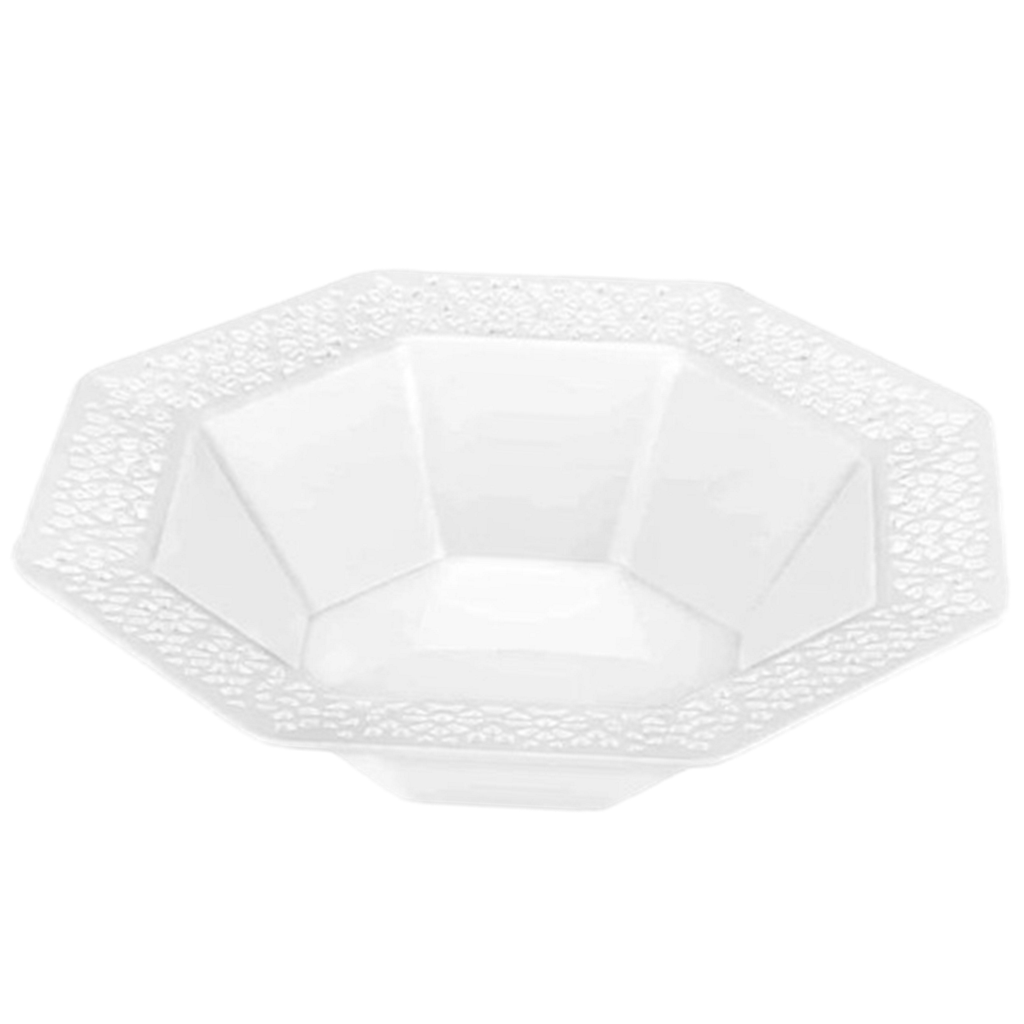 Lillian 5oz Plate White Lacetagon Plastic