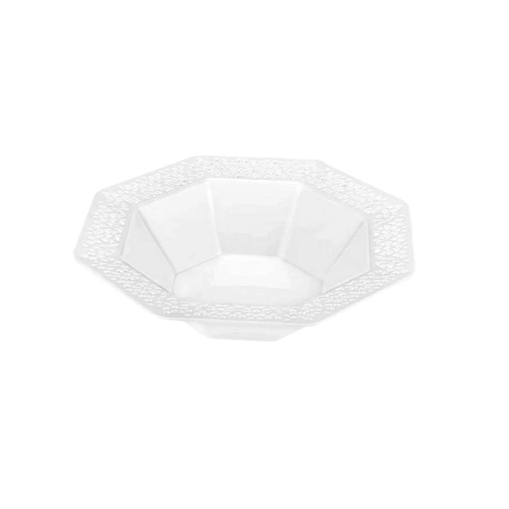 Lillian 5oz Plate White Lacetagon Plastic