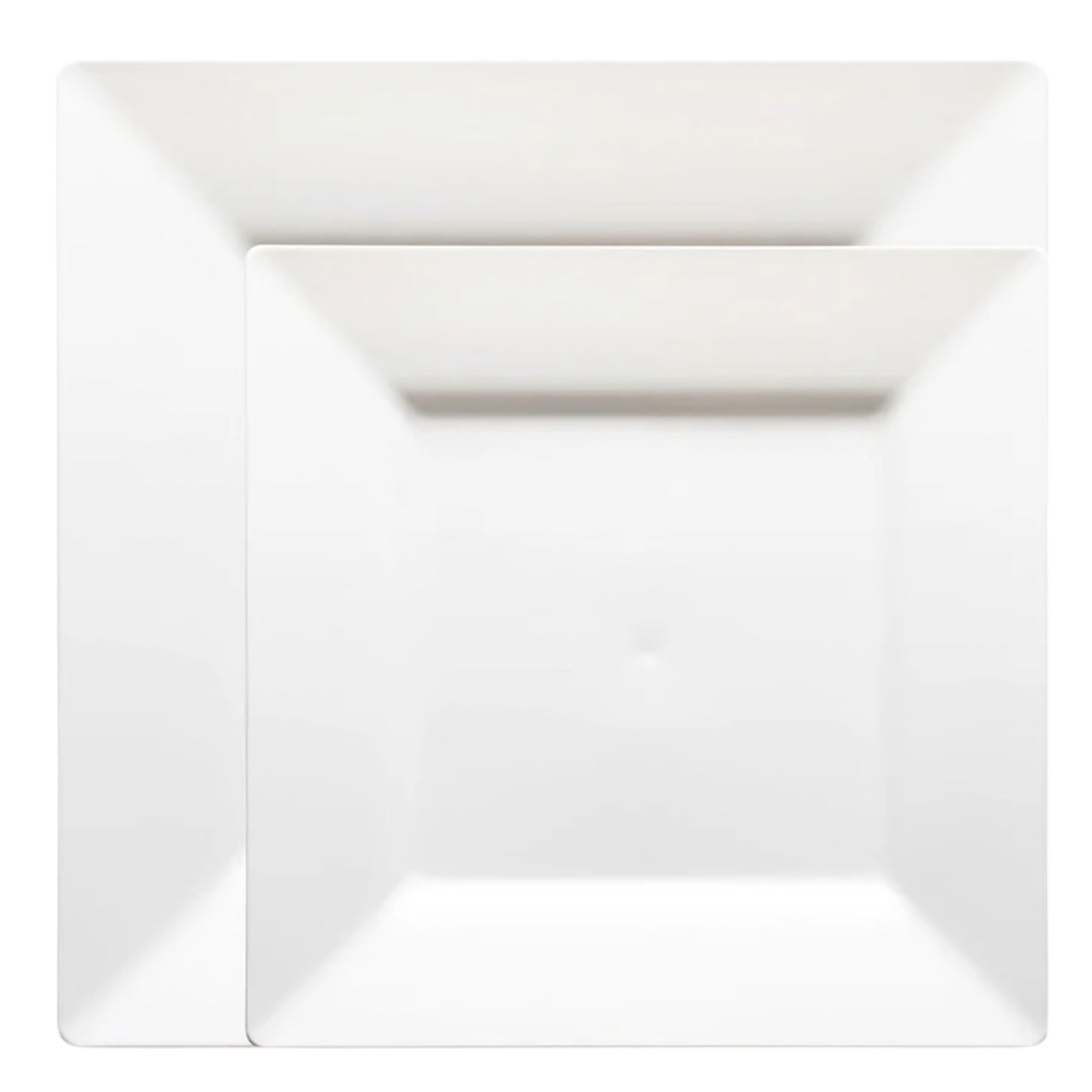 10.75"&8" Square White Plastic Dinner Plates COMBO SET-Lillian