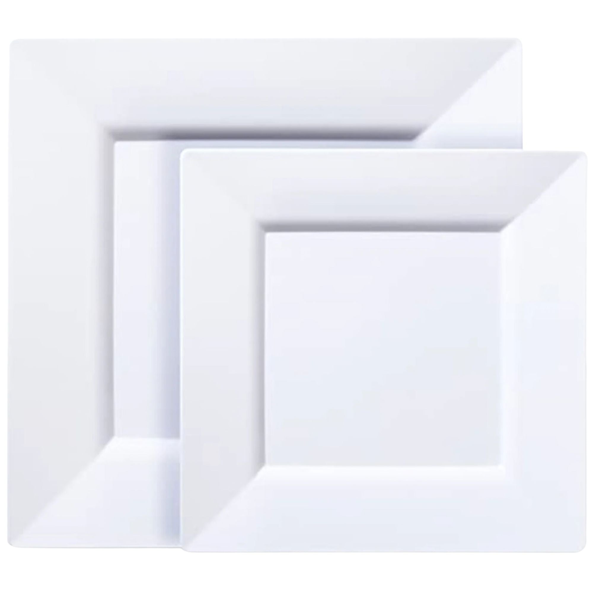 Square White Plastic Dinnerware Set- Value Pack-Lillian