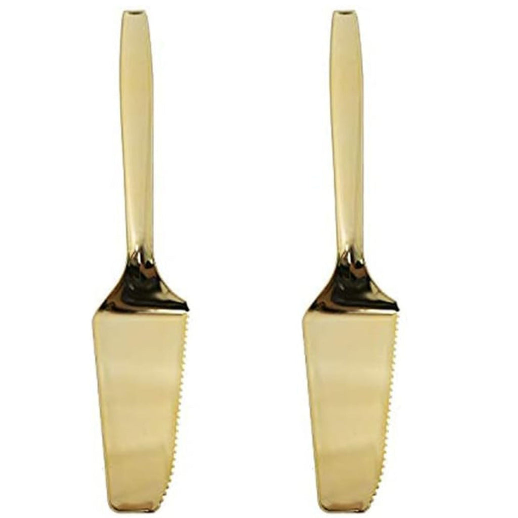9" Cake Server Set Gold Plastic Polished