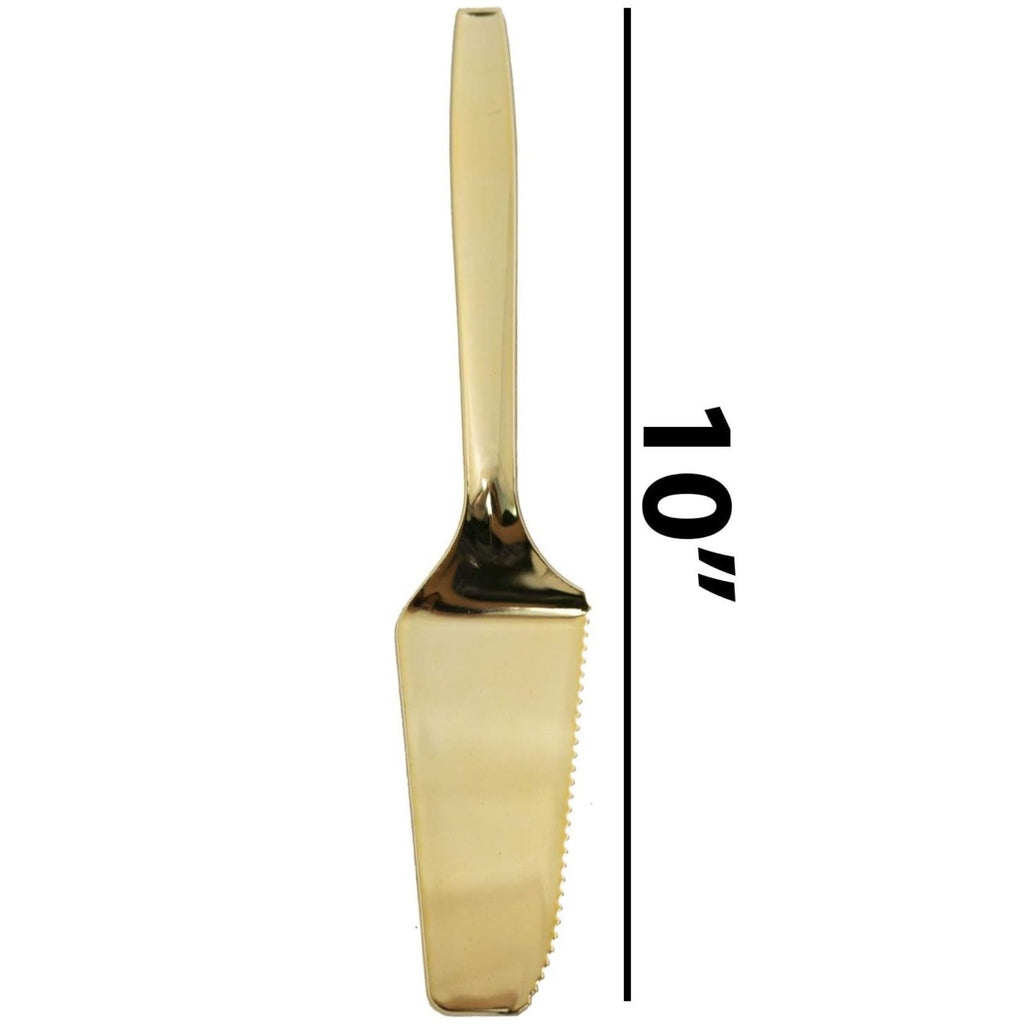 9" Cake Server Set Gold Plastic Polished