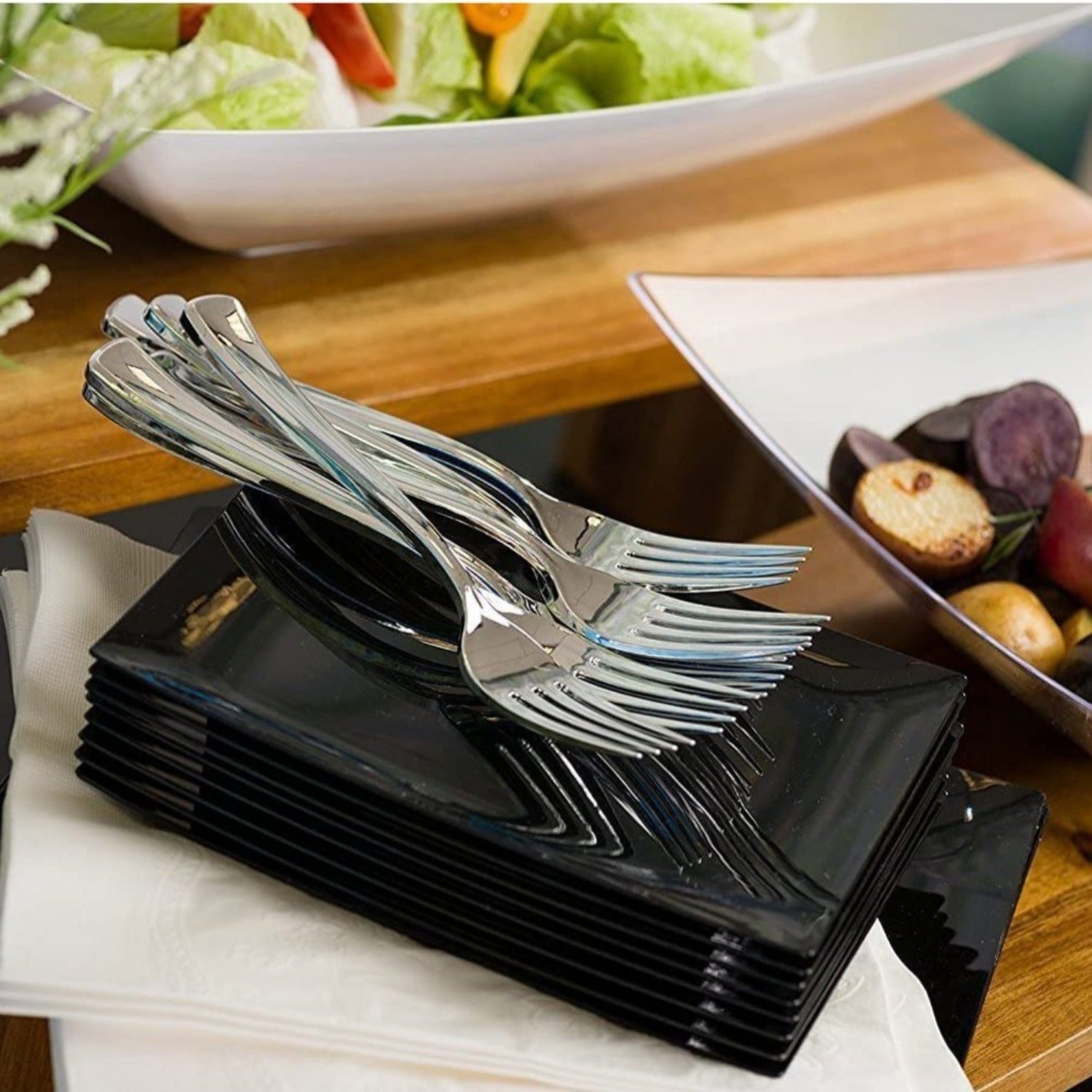 Lilian Cutlery Silver Heavyweight Plastic 96 piece Combo Pack