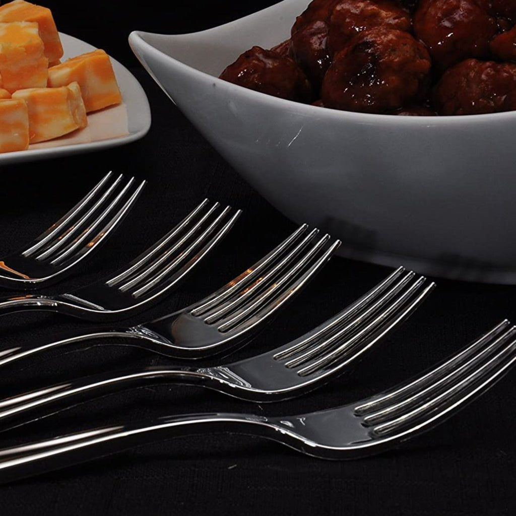 Fork Polished Silver Plastic Cutlery