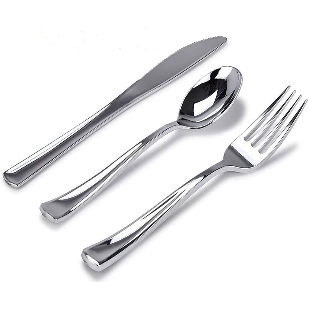 Knife Polished Silver Plastic Cutlery