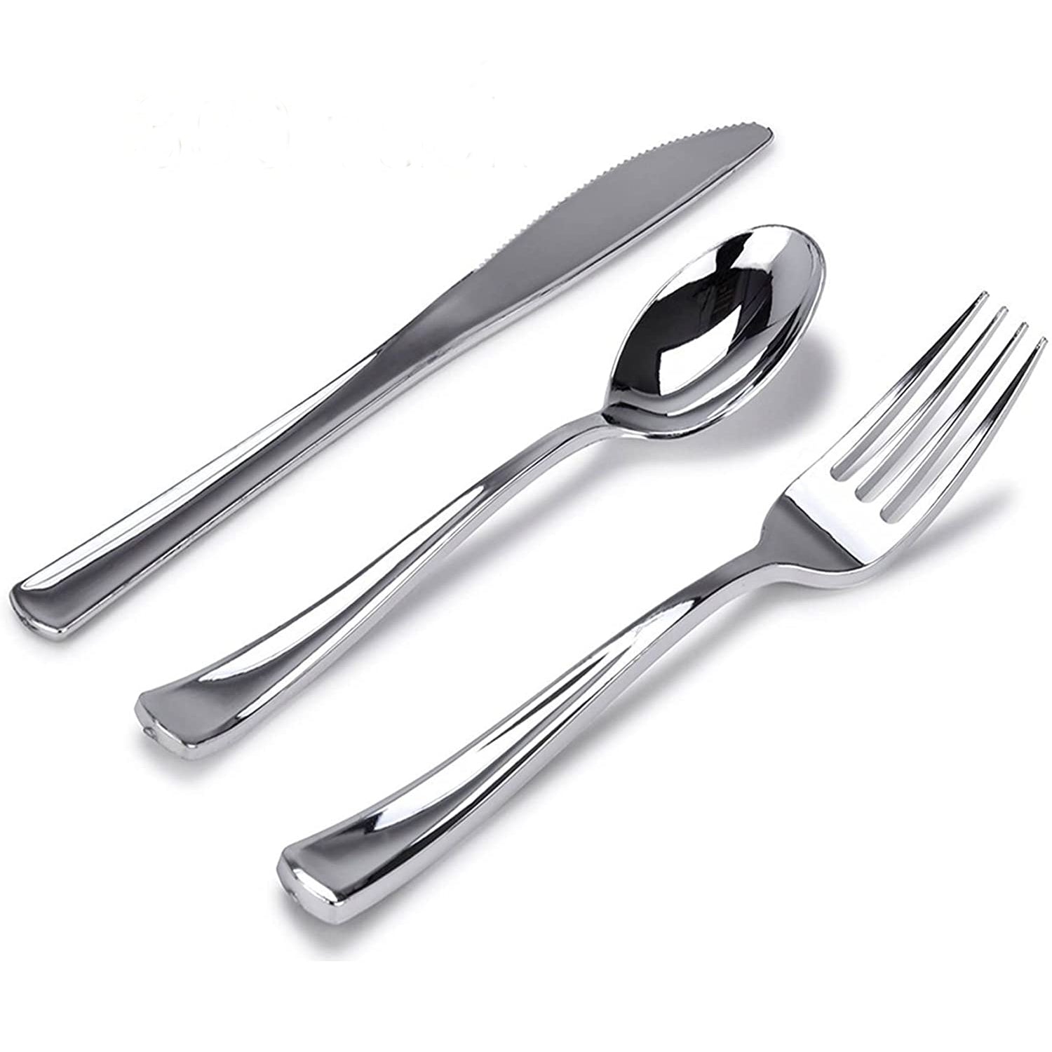 Knife Polished Silver Plastic Cutlery