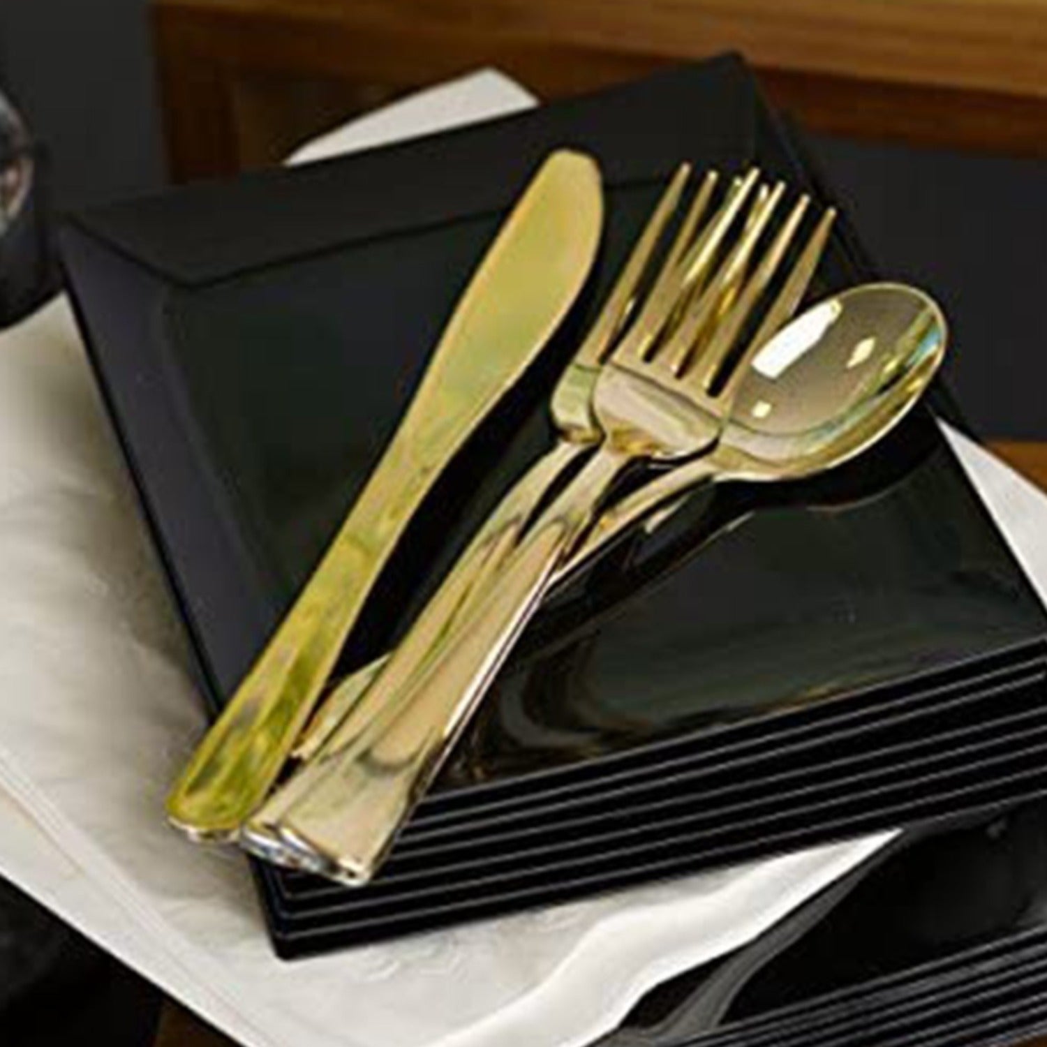 Knives Gold Cutlery Heavyweight Disposable Plastic