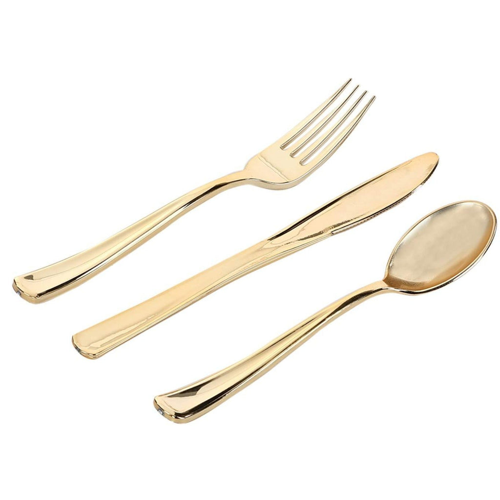 Knives Gold Cutlery Heavyweight Disposable Plastic