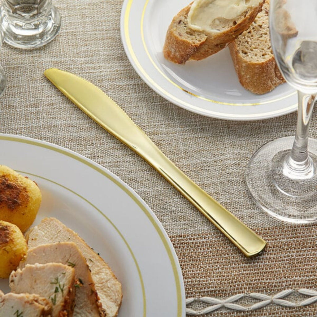*BUY BULK* Gold Knife Plastic Disposable Cutlery