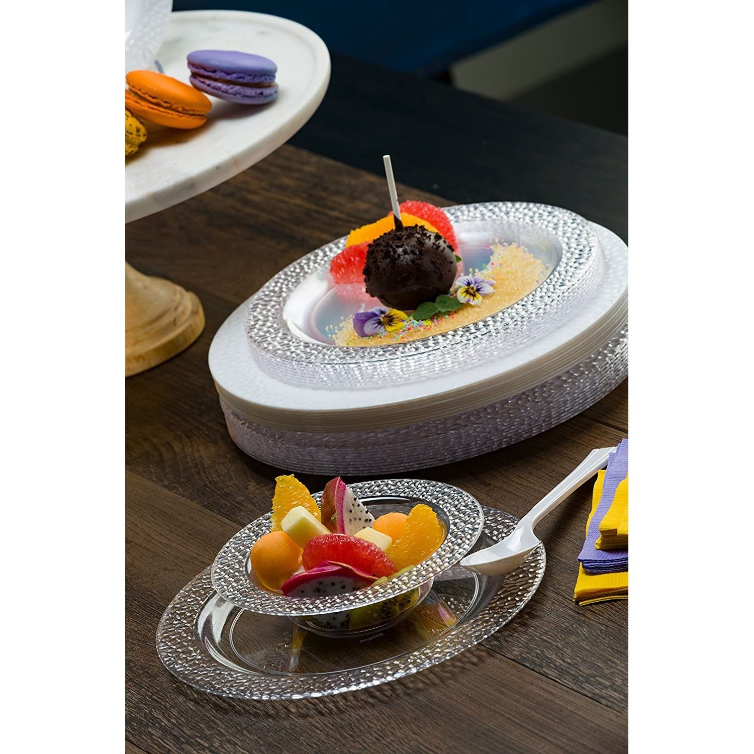 Pebbled 7.5" Clear Appetizer/Dessert Plate Plastic