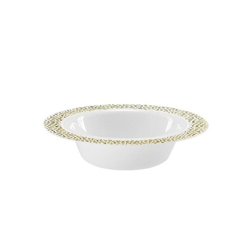 Pebbled 5oz Dessert Bowl Gold Rim Plastic