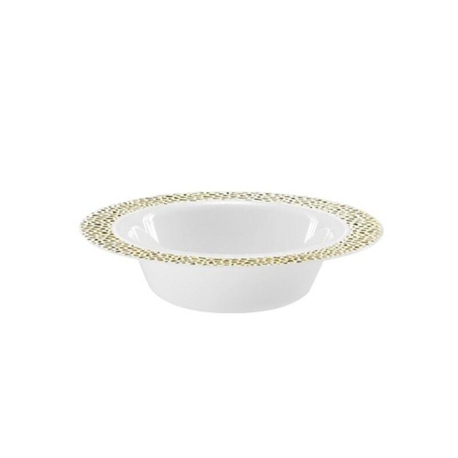 Pebbled 5oz Dessert Bowl Gold Rim Plastic